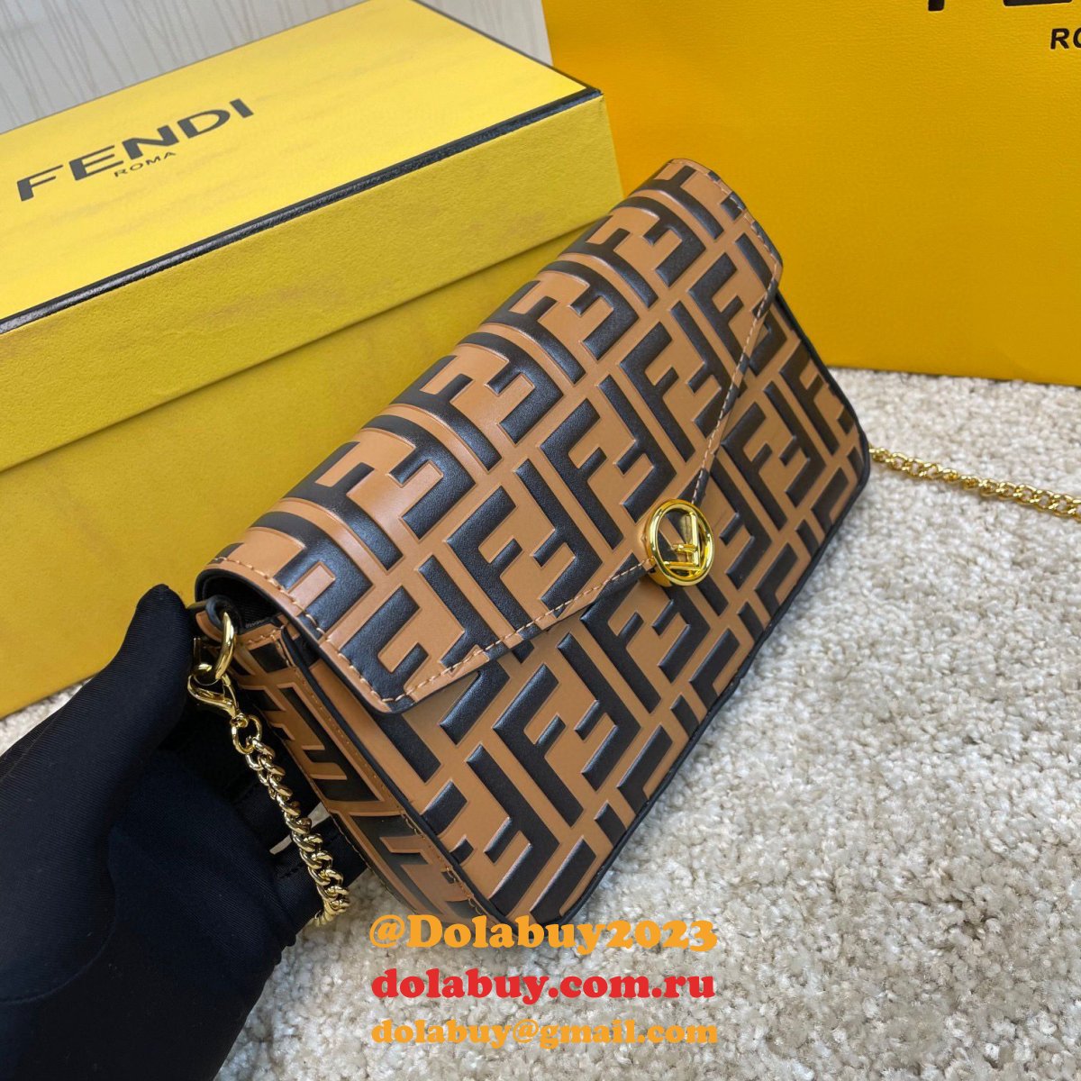 Fendi Best Fashion 212200 Maca embossing Apricot Bags
