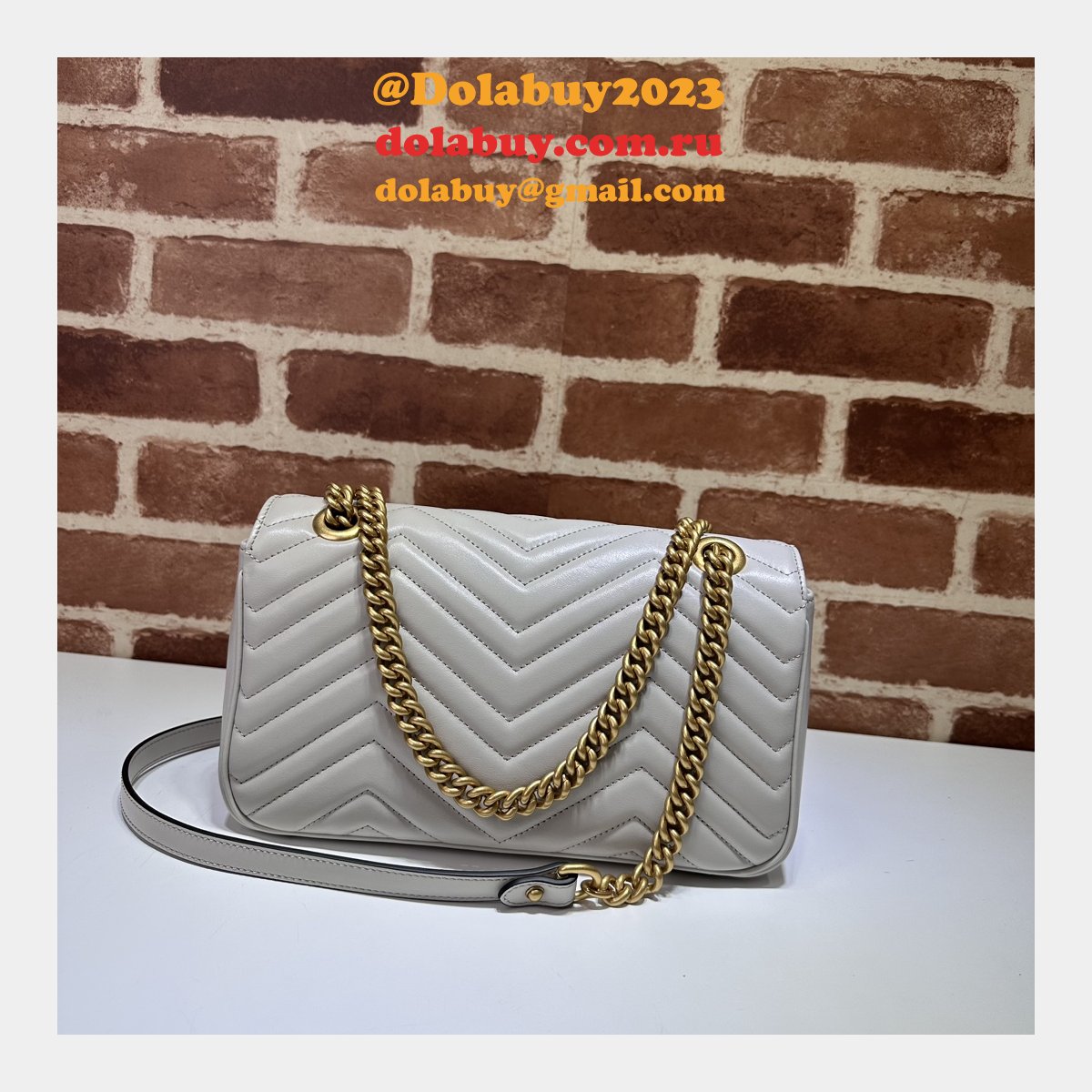 Top Gucci Grey Matelassé GG Marmont Small Shoulder 443497 Knockoff Bag