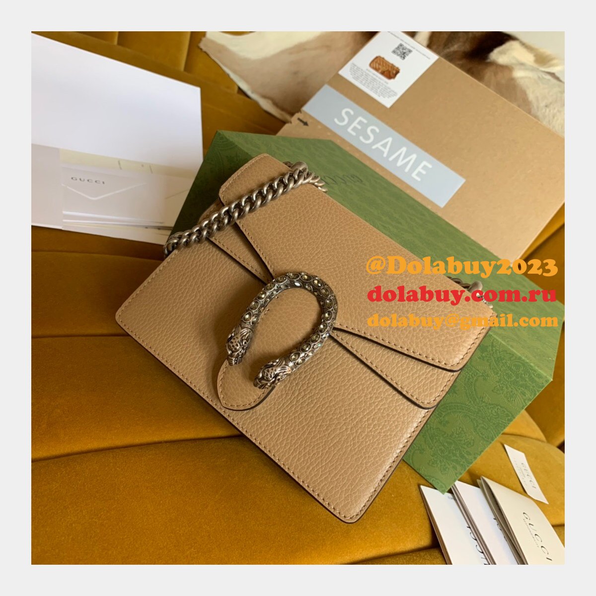 Gucci Dionysus GG Supreme Mini Shoudler 421970 Brown Replica Bag
