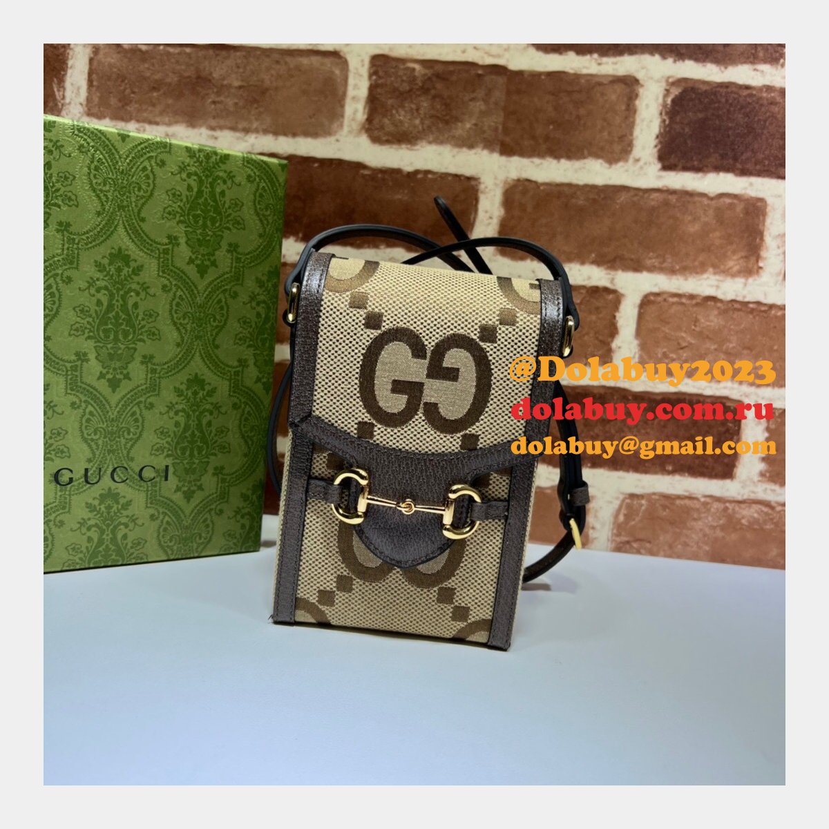 Copy Gucci Top Quality 625615 Horsebit 1955 Jumbo bag in GG Supreme canvas