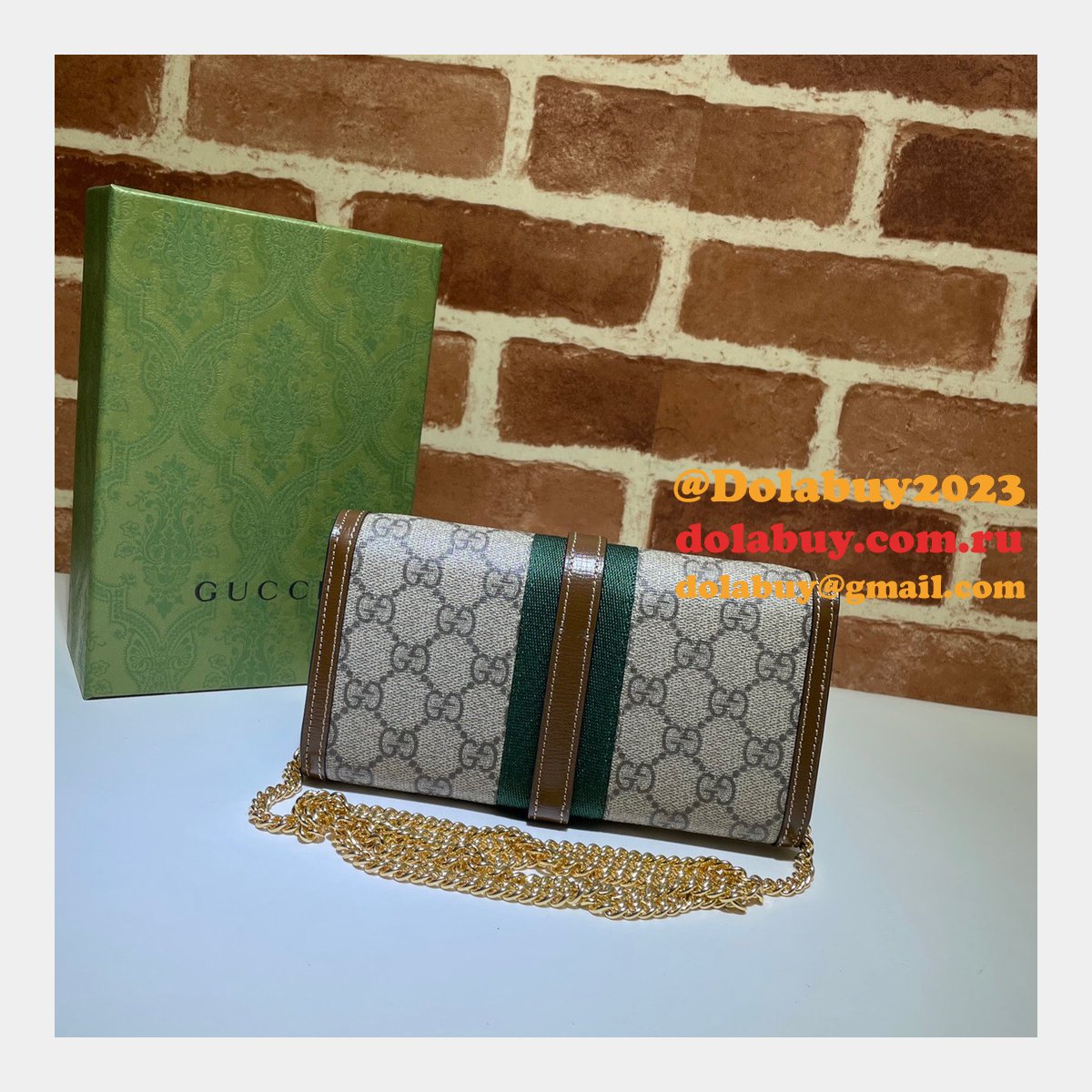 Gucci Replica Brown Jackie 1961 chain wallet 652681 bag