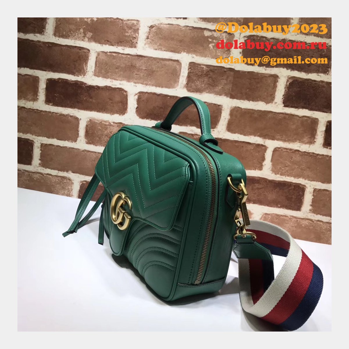 Top Quality Gucci Replica 498100 Leather GG Marmont Small Shoulder Bag