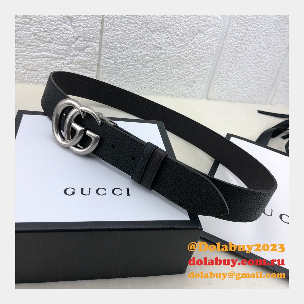 Luxury Gucci 38MM Double G Shop the New Replica Black Belts