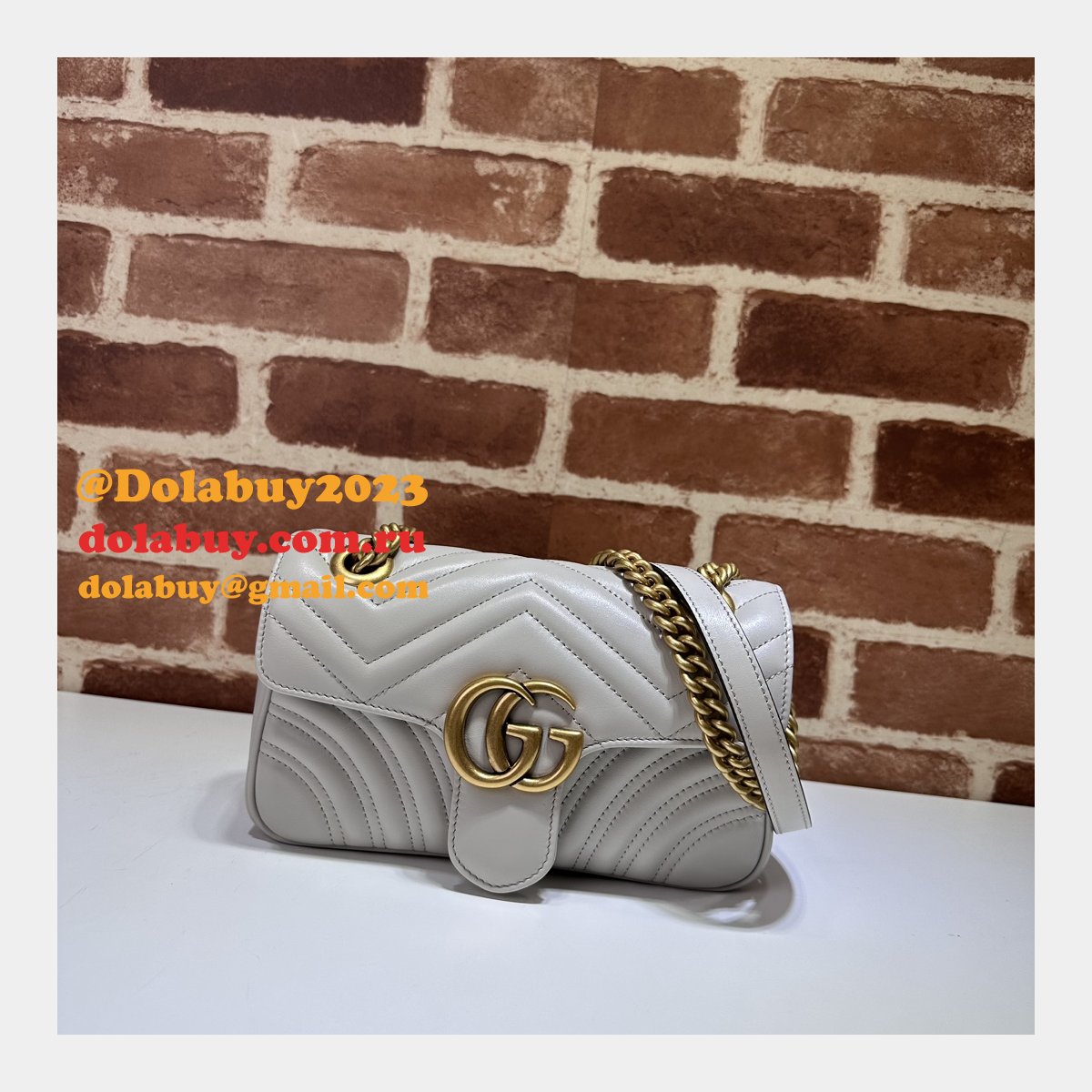 Grey GG Marmont 446744 Mini Matelassé Gucci Replicas Bag