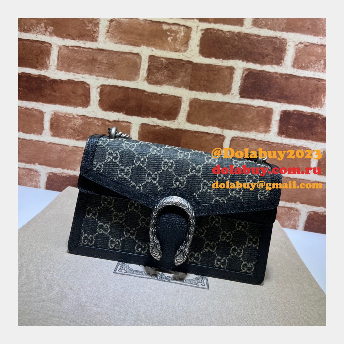 The highest quality Gucci Dionysus GG Supreme Shoulder Bag 400249 Black