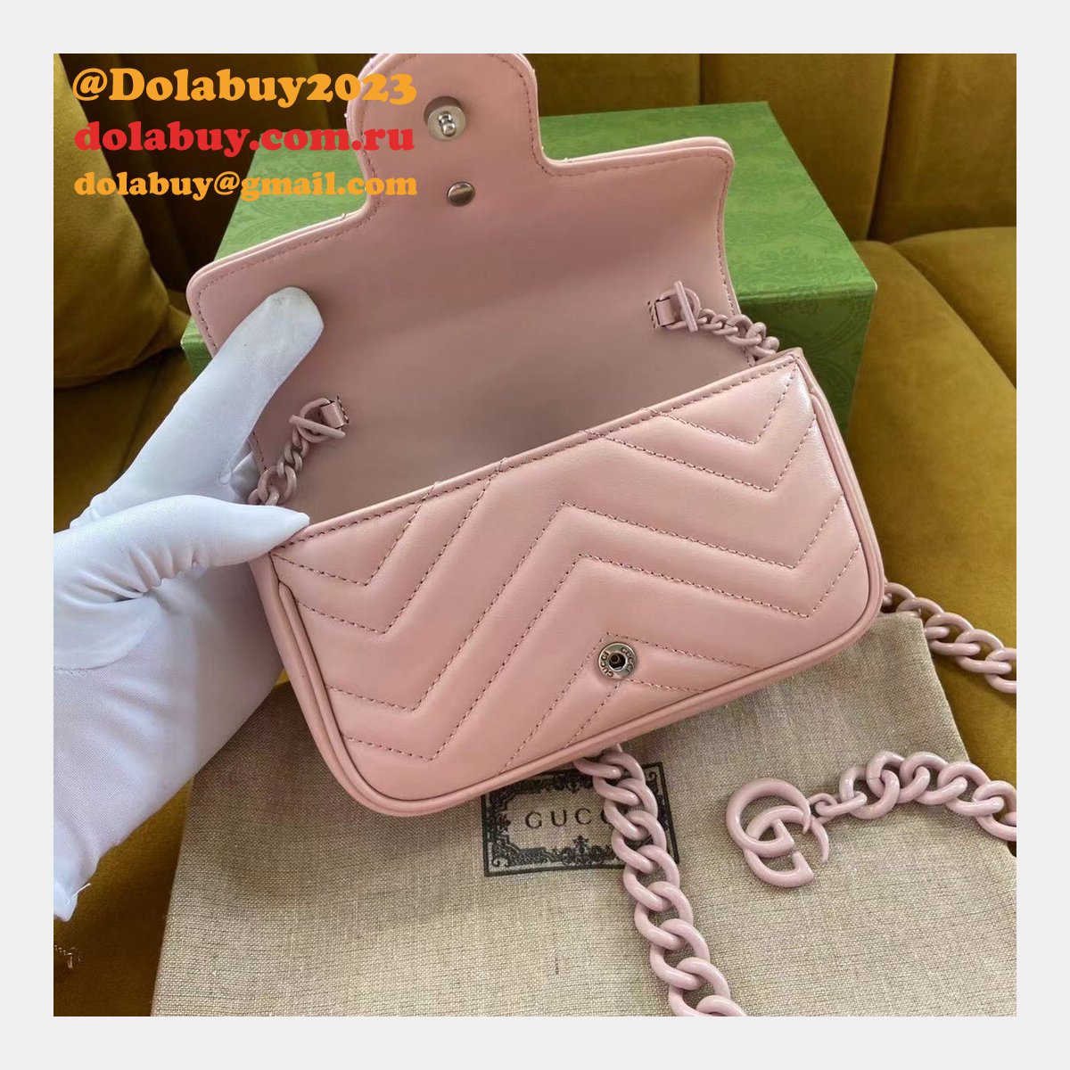 Knockoff Gucci GG Marmont matelassé leather super 699757 bag