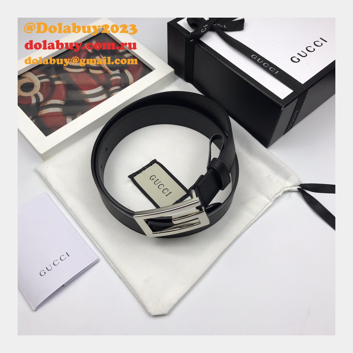 Luxury Gucci 35mm Buckle Black leather belt replica