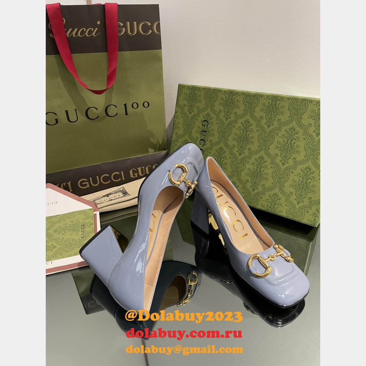 Pump Patent Heels Ballet Flat Horsebit Replica Gucci Shoes
