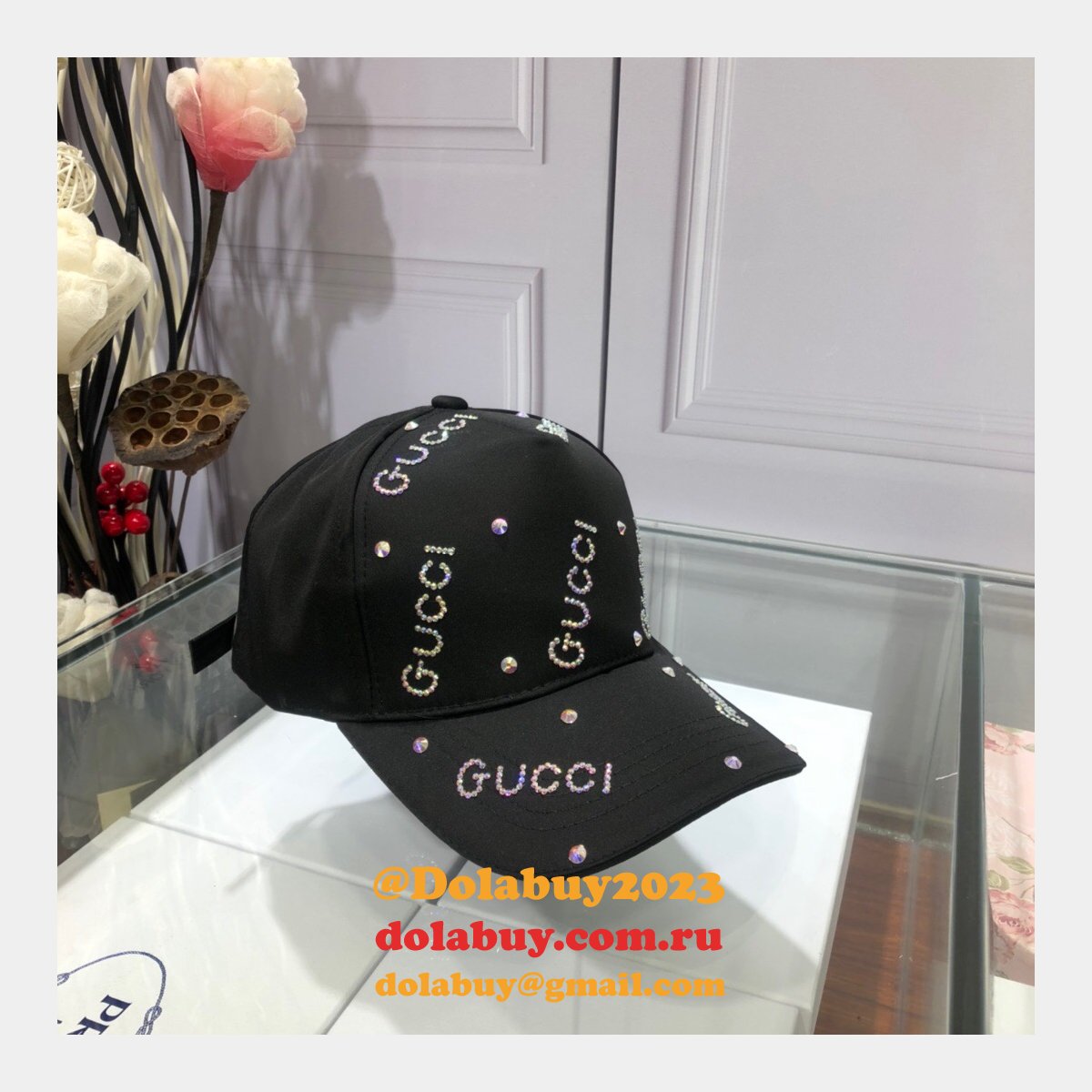 Fashion Gucci with diamond logo Baseball cap