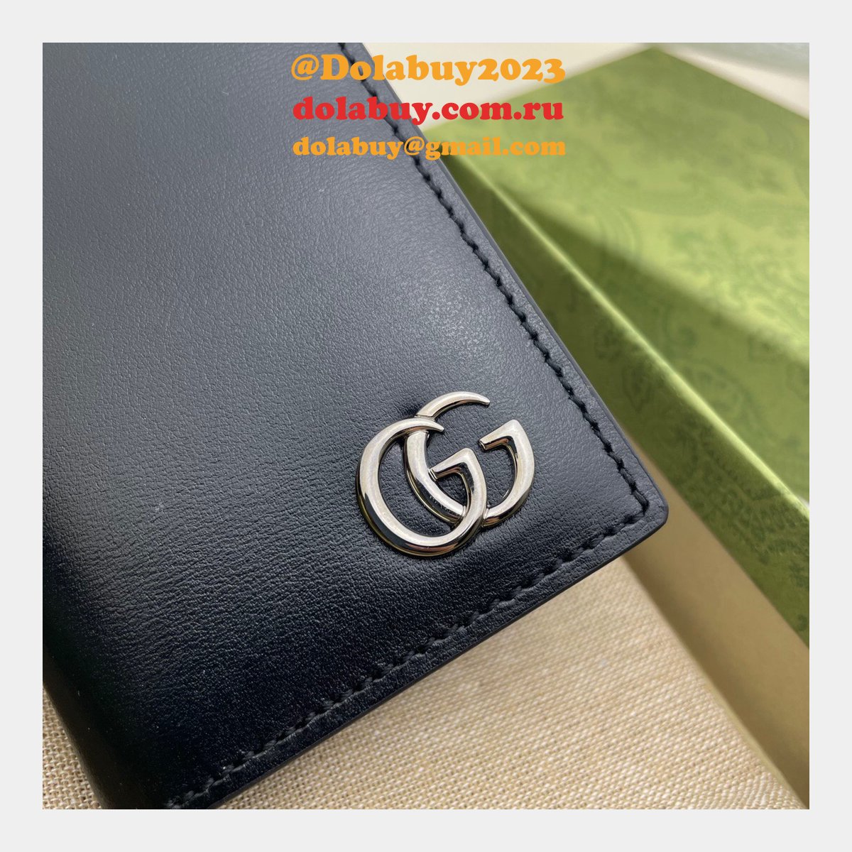 High Quality Gucci Replica 547075 GG Marmont card case in black leather