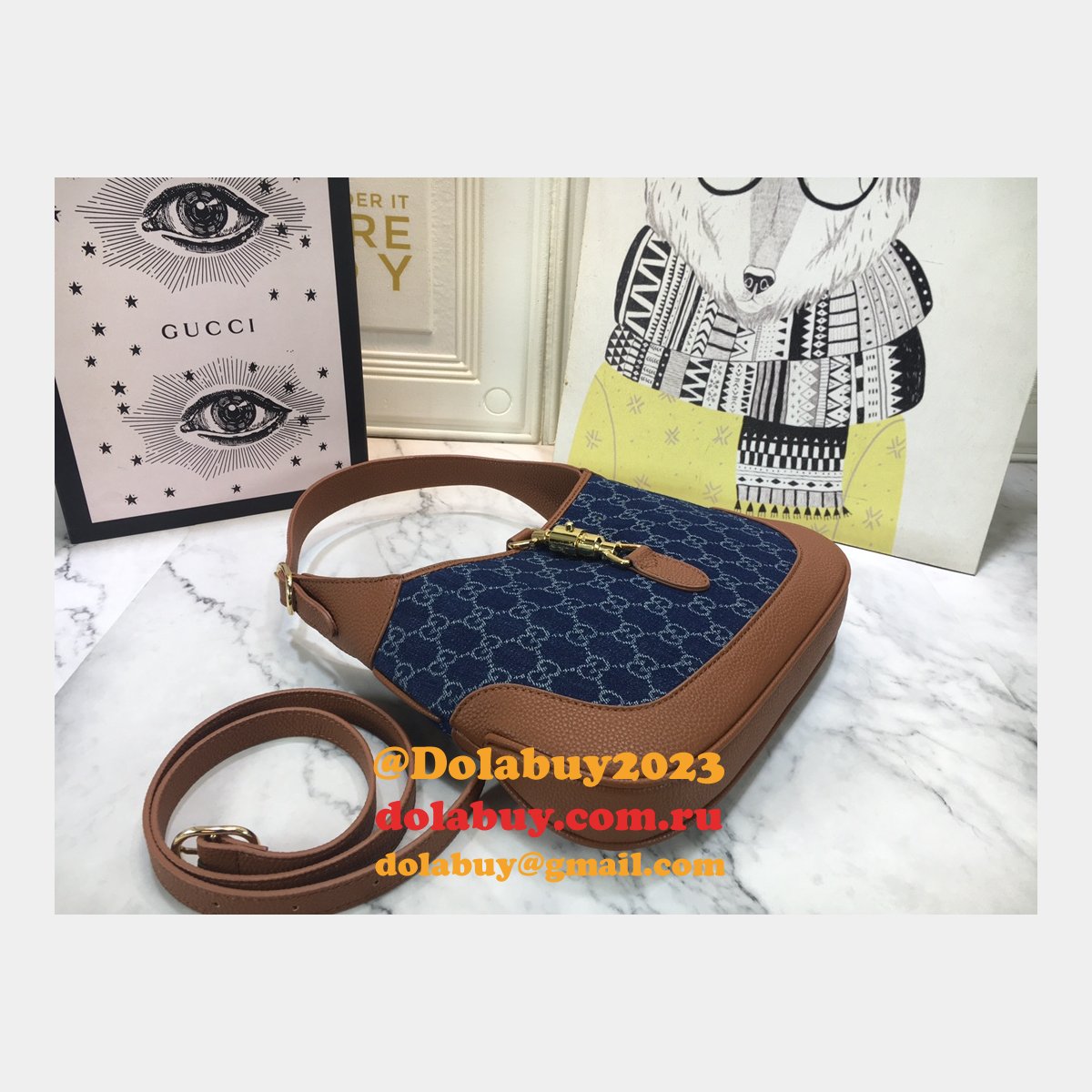 Gucci 1:1 Quality Jackie 1961 small shoulder 636706 Dark blue bag