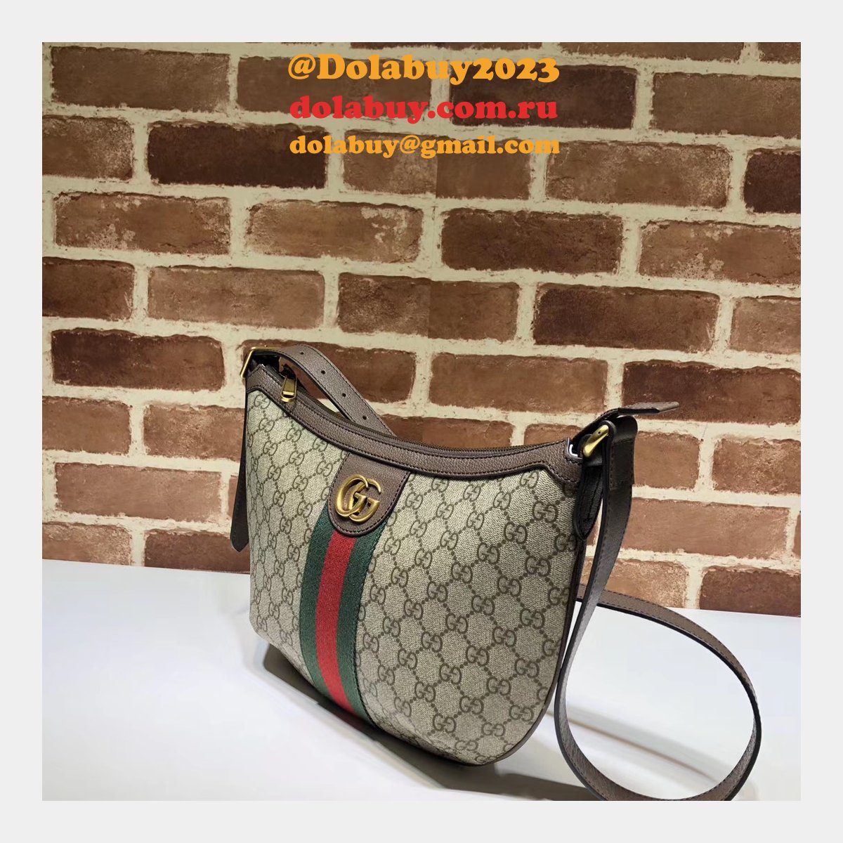 Fake Gucci High Quality Beige Ophidia GG small shoulder 598125 bag
