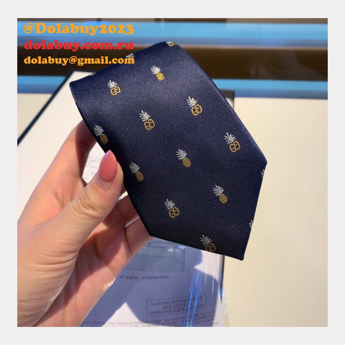 Gucci Pineapple and double GG pattern Silk jacquard