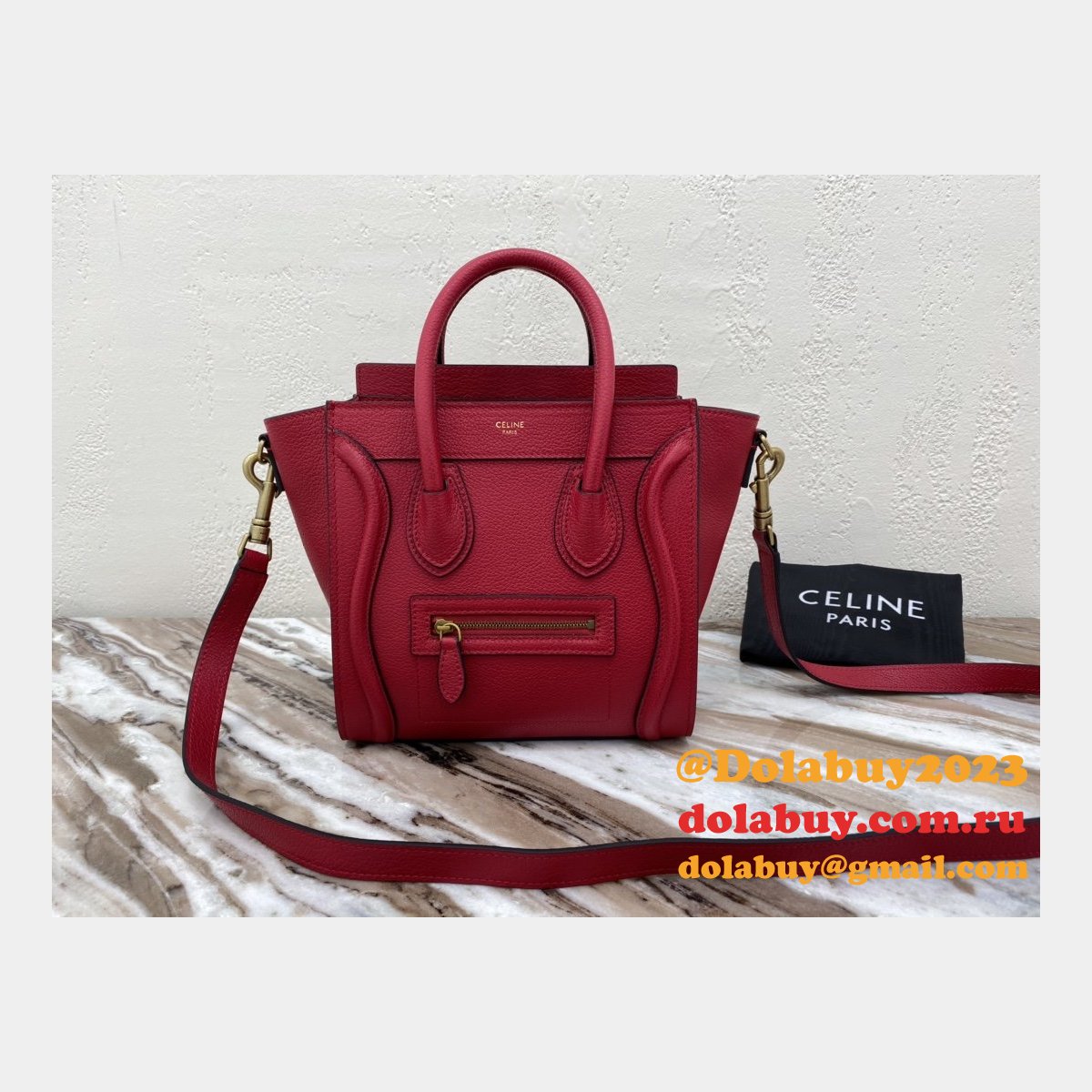 Celine Replica Red Luggage Nano Shopper 168243 Women