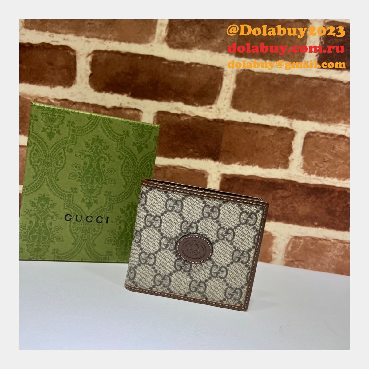 Gucci AAA+ Replica GG Supreme 671652 Wholesale Wallet with Interlocking G