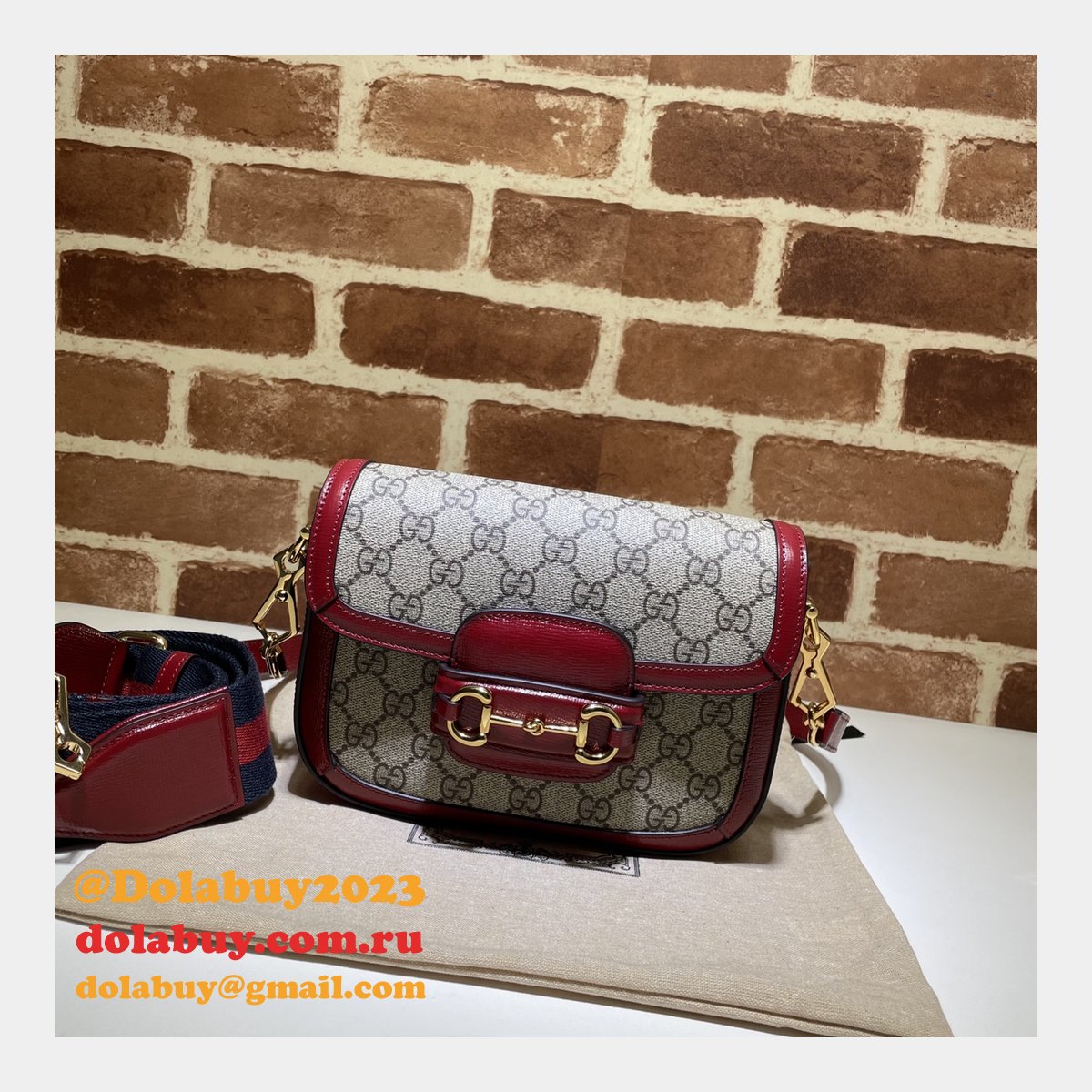 Luxury Gucci Horsebit 1955 Shoulder 658574 Red Bags for Women