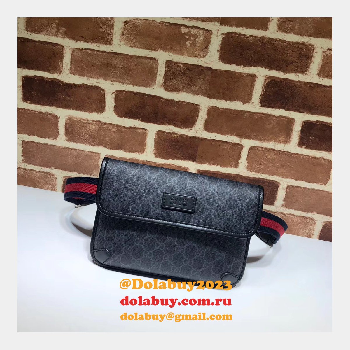 Gucci Top Quality 598113 GG Black belt bag