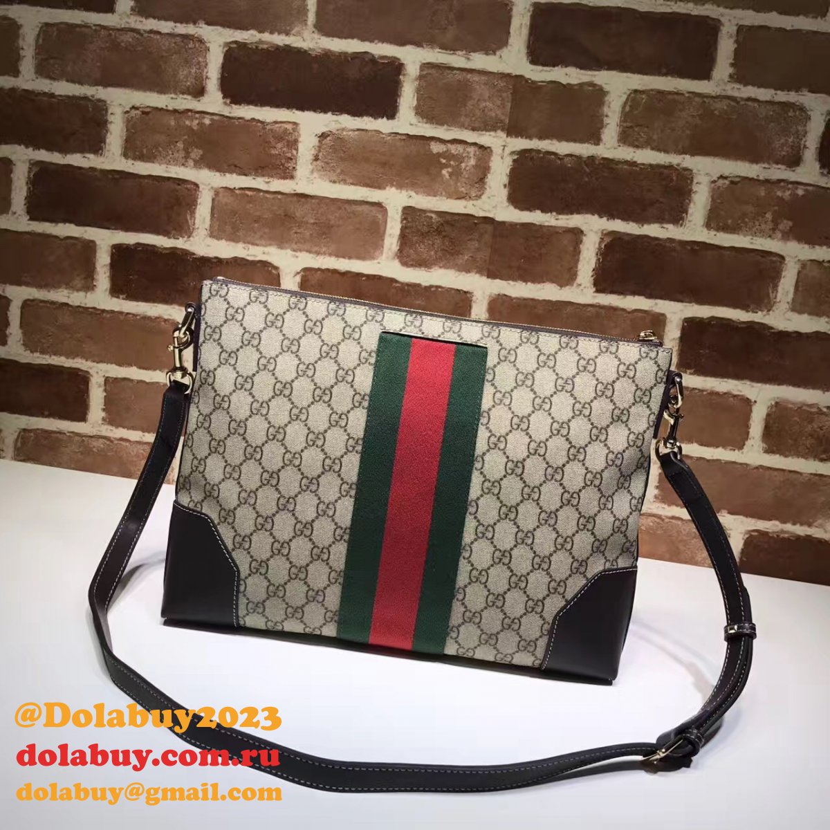 7 Star Gucci Fake 474139 GG Supreme Wide Messenger