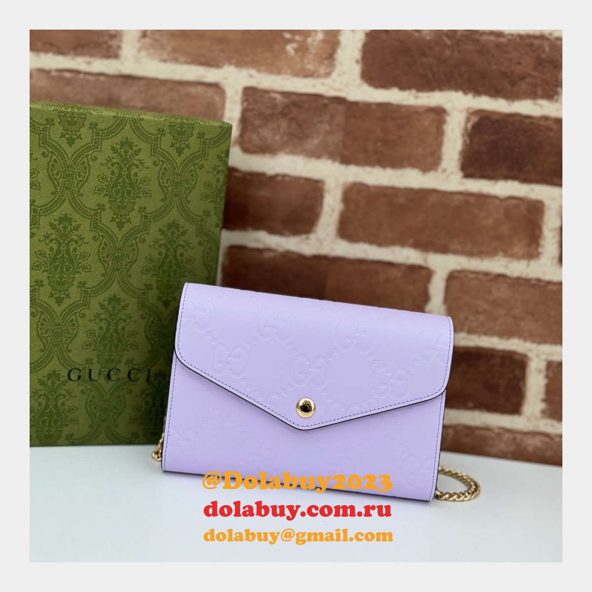Gucci Copy GG Leather Chain Wallet 1:1 Mirror 781555 Bag