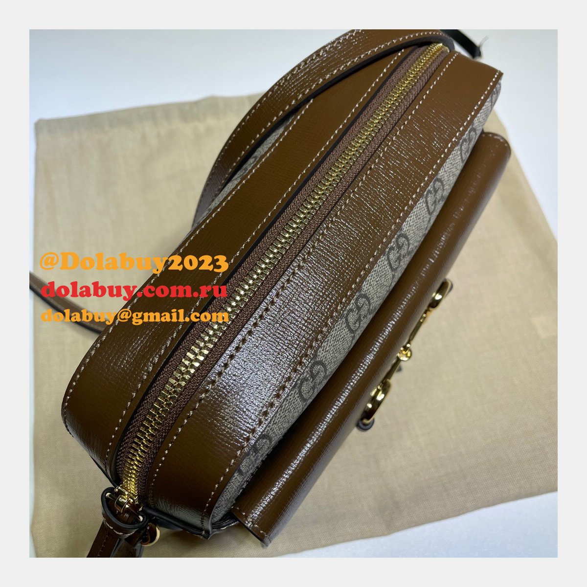 Gucci Replica Horsebit 1955 Small Brown or White Leather Shoulder 645454 Bag