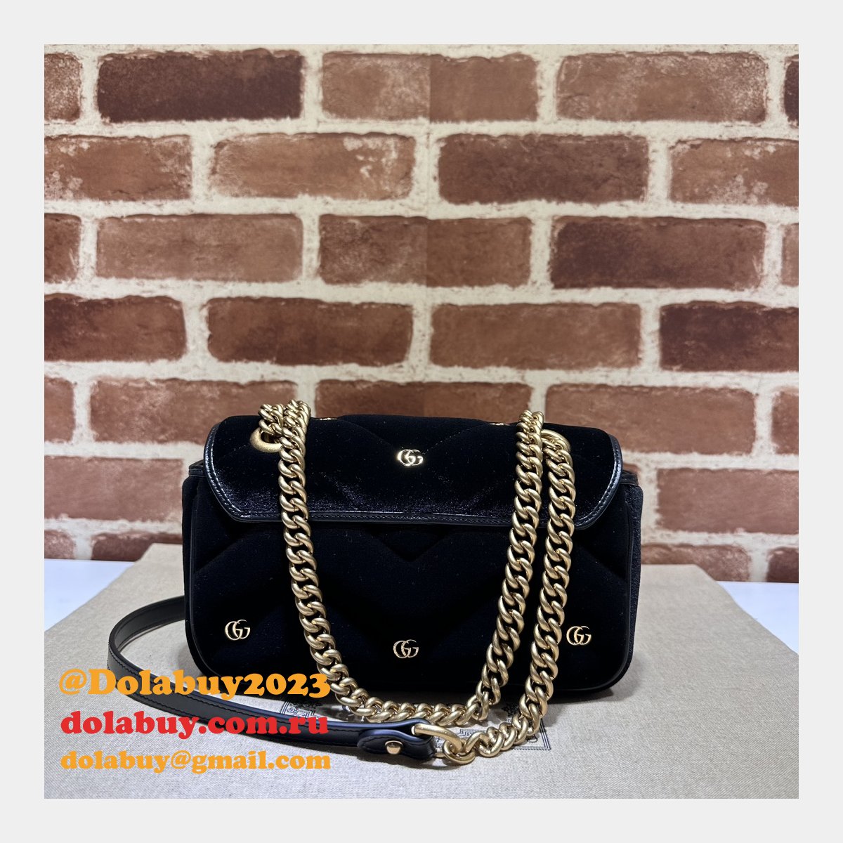 Affordable 446744 Black Marmont Top-Quality Fake Gucci Bags