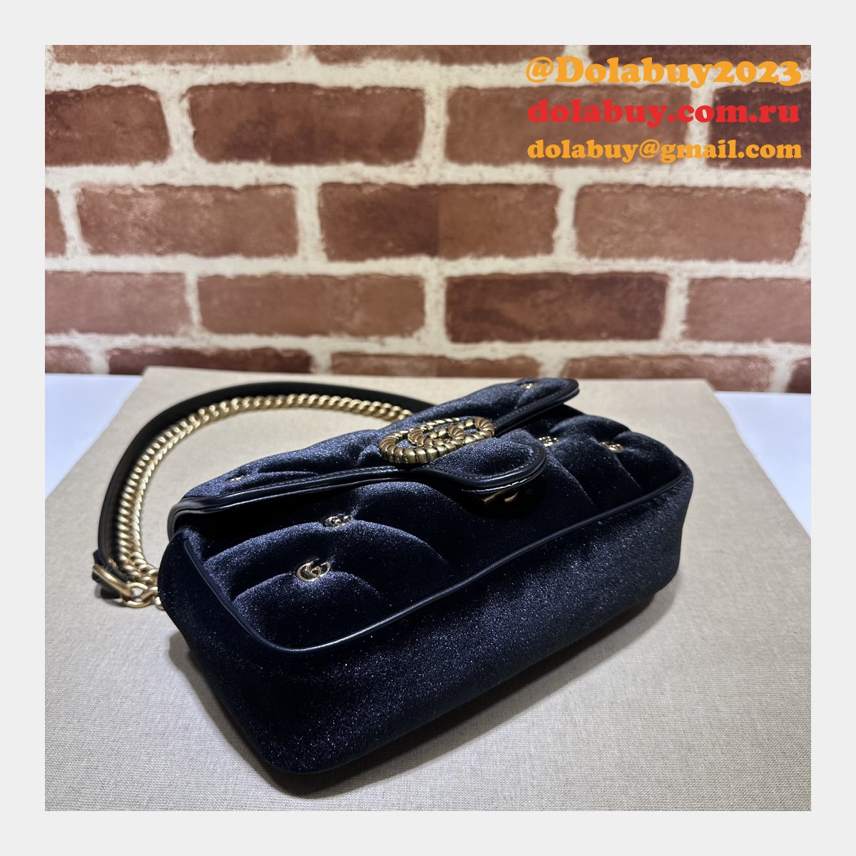Affordable 446744 Black Marmont Top-Quality Fake Gucci Bags