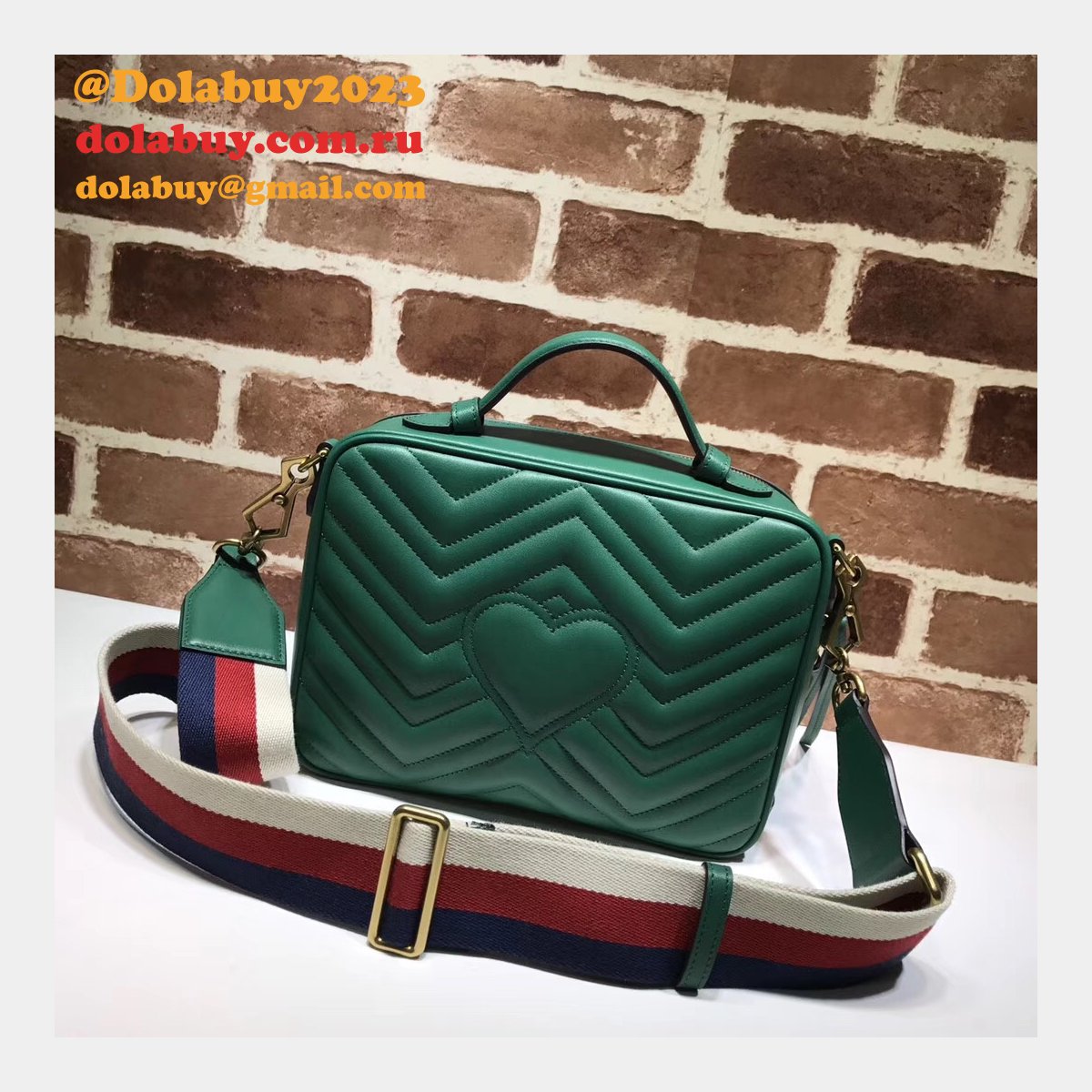 Top Quality Gucci Replica 498100 Leather GG Marmont Small Shoulder Bag