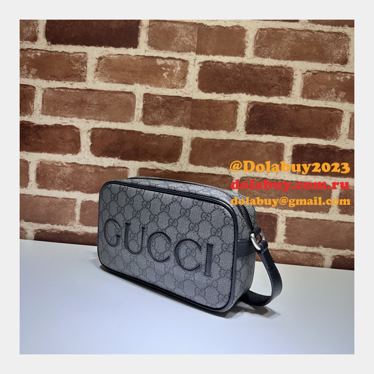 High Fashion Gucci 768391 Shoulder Grey and Black Replica Bag