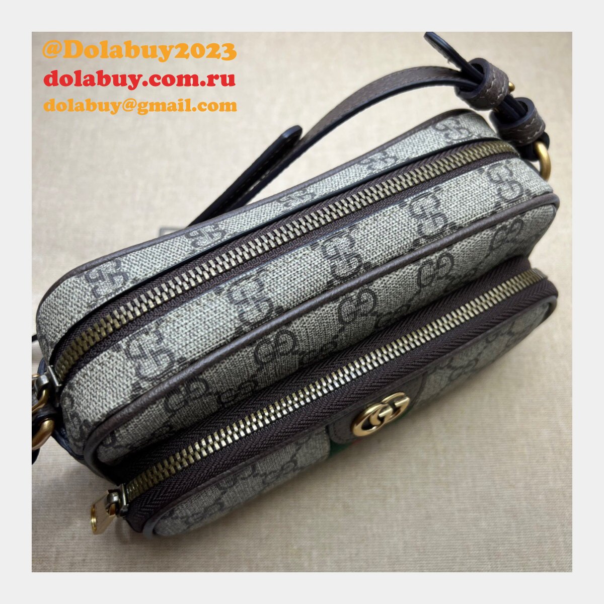 Brown/Blue Gucci Replica Ophidia GG 722557 Bag