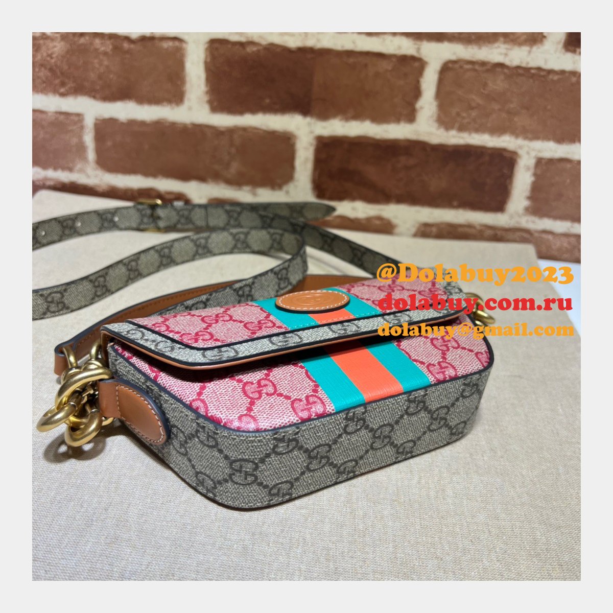 Perfect Gucci 723762 GG Top Handle Replica Web Bag