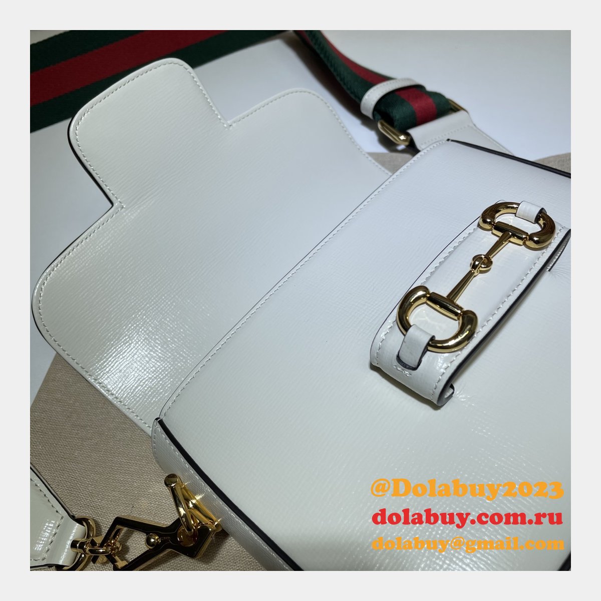 White Replica Gucci Horsebit 1955 mini 658574 bag