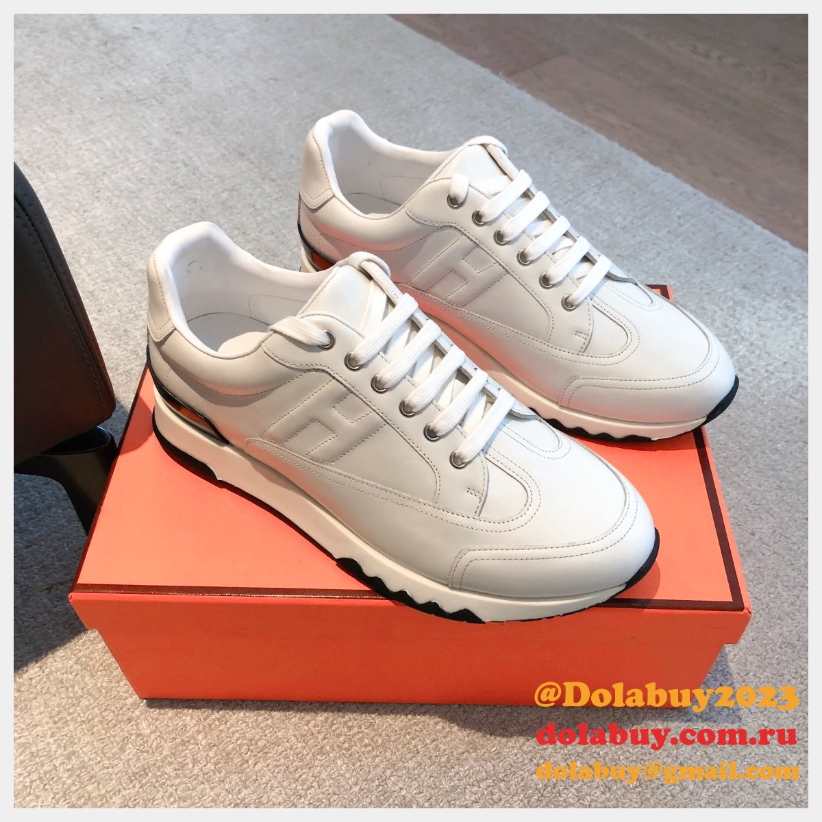Wholesale Sneakers Leer Wit Hermes Knockoff Shoes