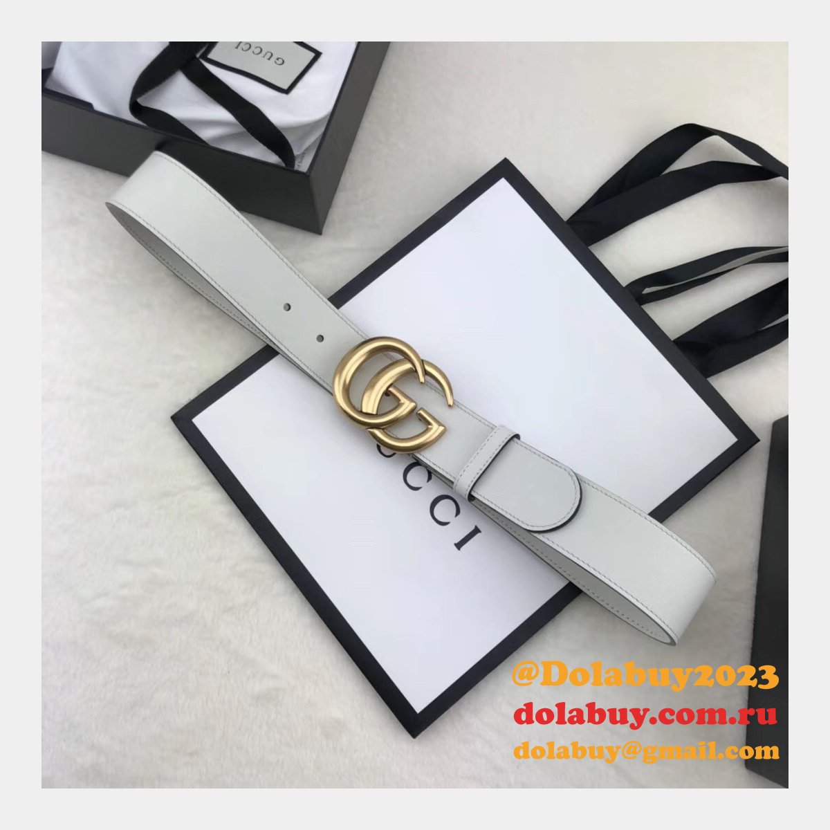 Best Gucci Replica Leather Belt With Double G White Buckle