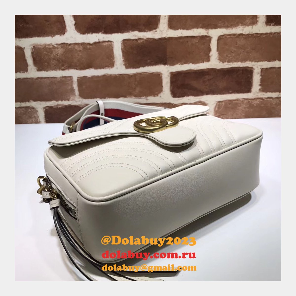 Top Quality Gucci Replica 498100 Leather GG Marmont Small Shoulder Bag
