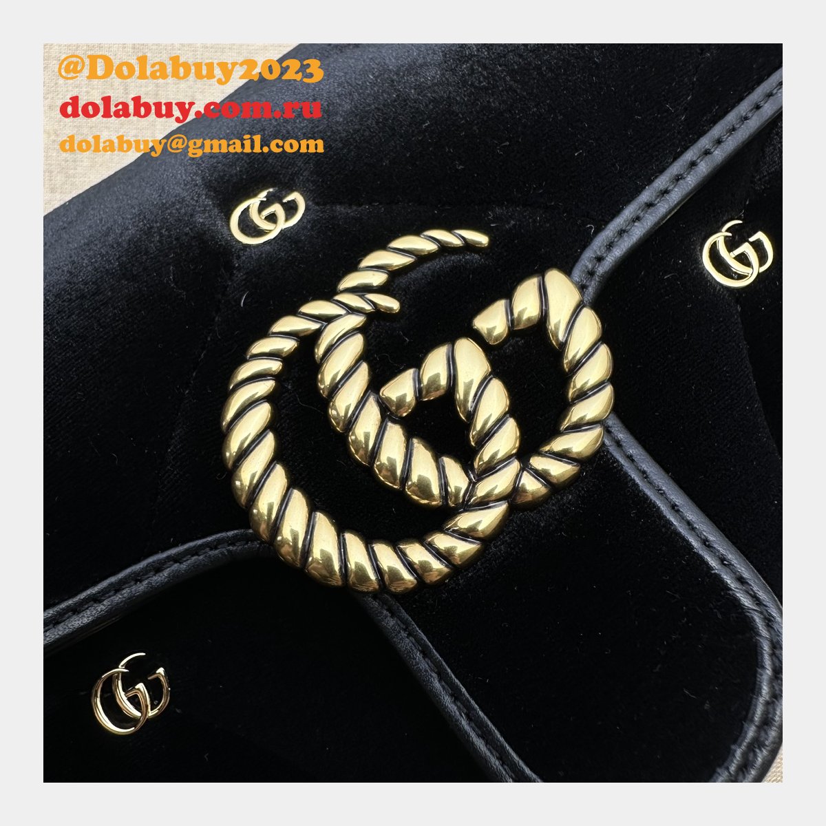 Affordable 446744 Black Marmont Top-Quality Fake Gucci Bags
