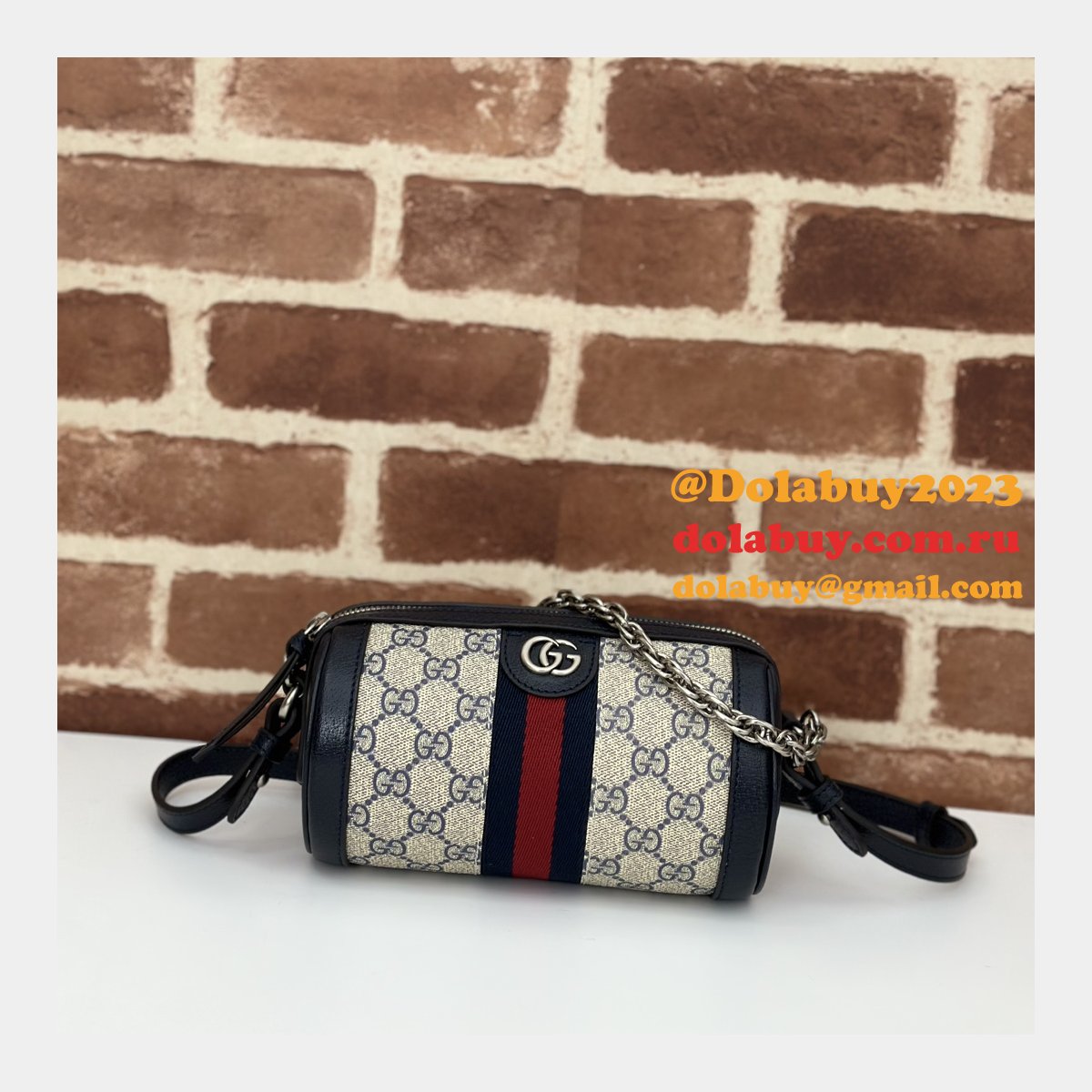 Gucci Designer Ebony Supreme 795208 Ophidia Mini Shoulder Fake Bag