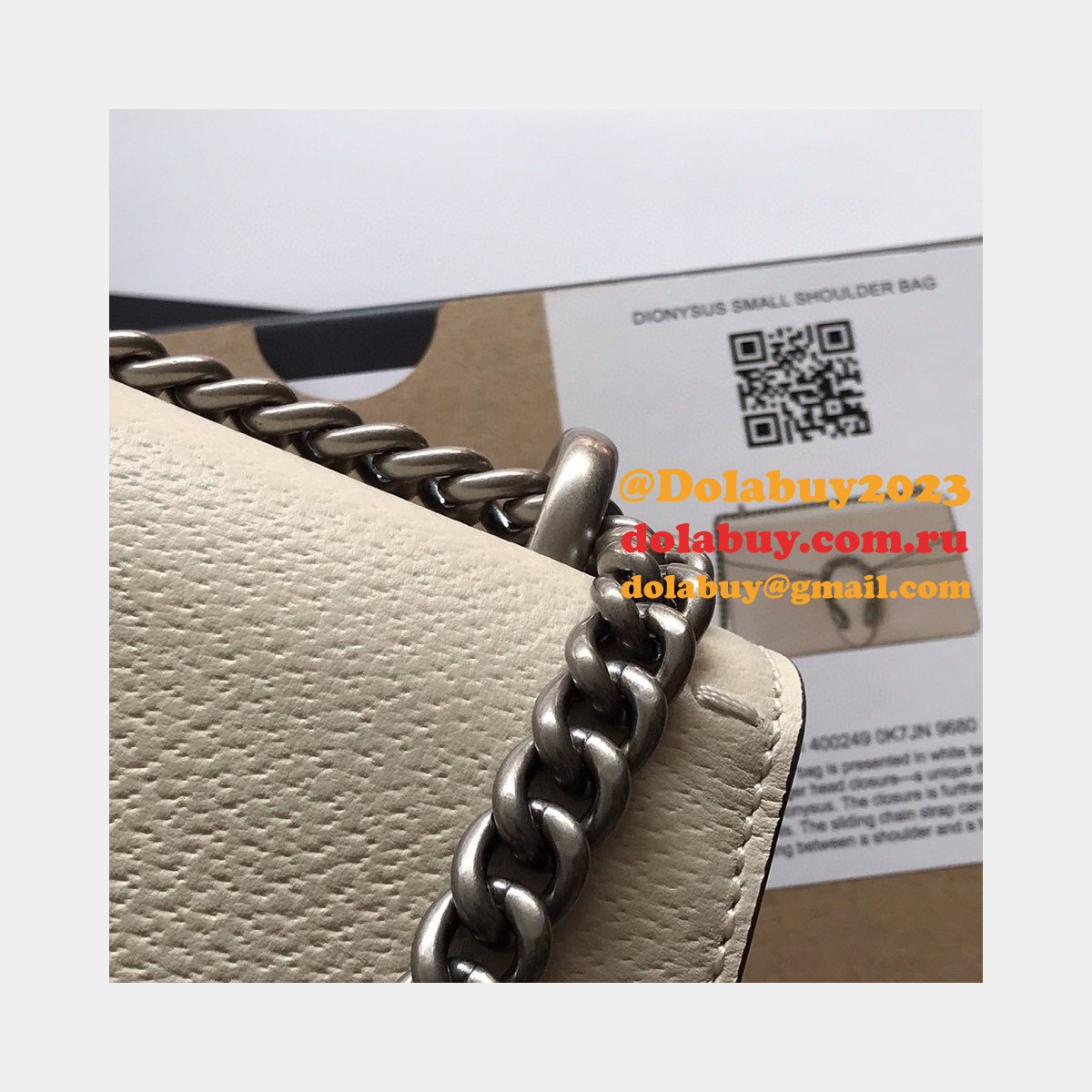 Wholesale Replica Gucci 400249 Dionysus GG Supreme Shoulder White Bag