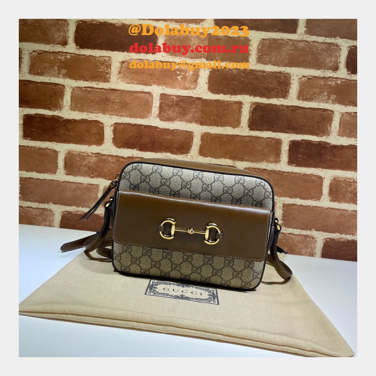 Gucci Replica Horsebit 1955 Small Brown or White Leather Shoulder 645454 Bag