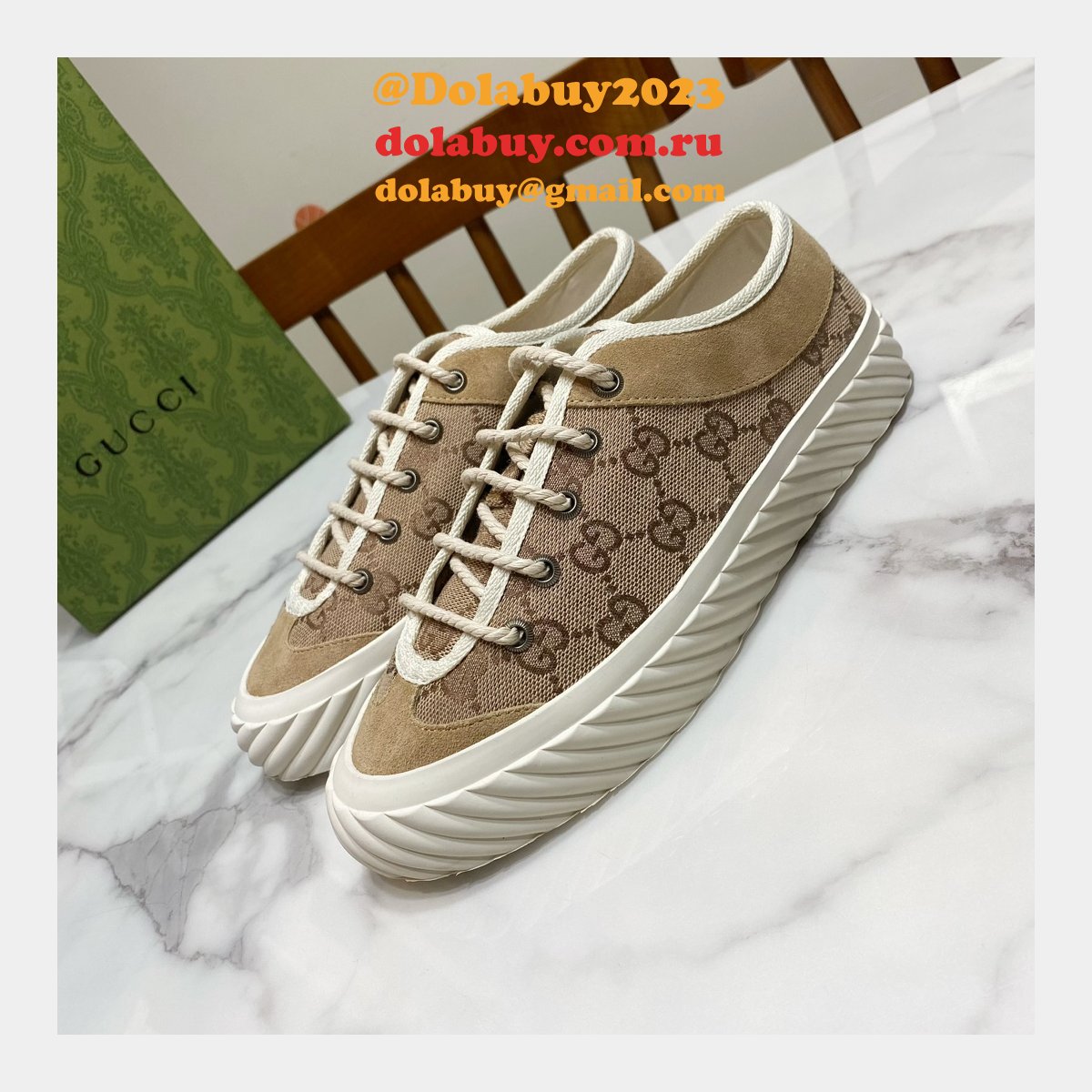 Perfect Dolabuy 1:1 Mirror Replica Gucci GG Canvas Shoes