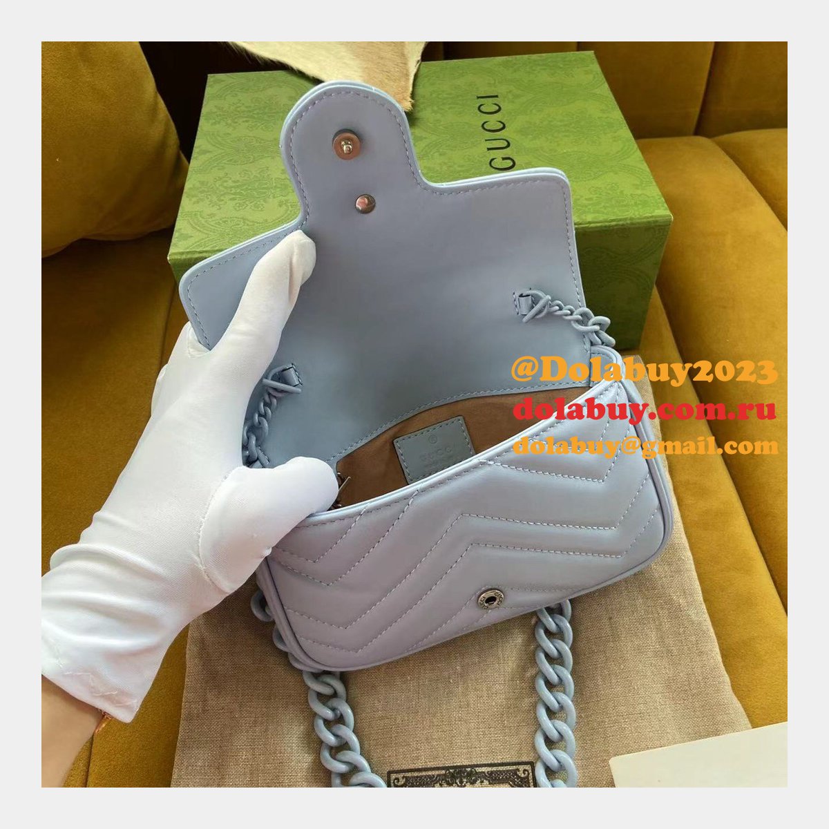 Knockoff Gucci GG Marmont matelassé leather super 699757 bag