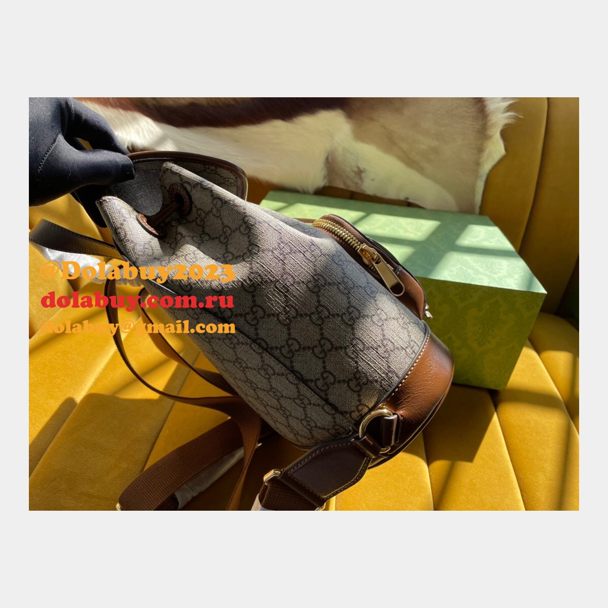 The Best Gucci Backpack Interlocking G in GG Supreme Replica Bag Online Store