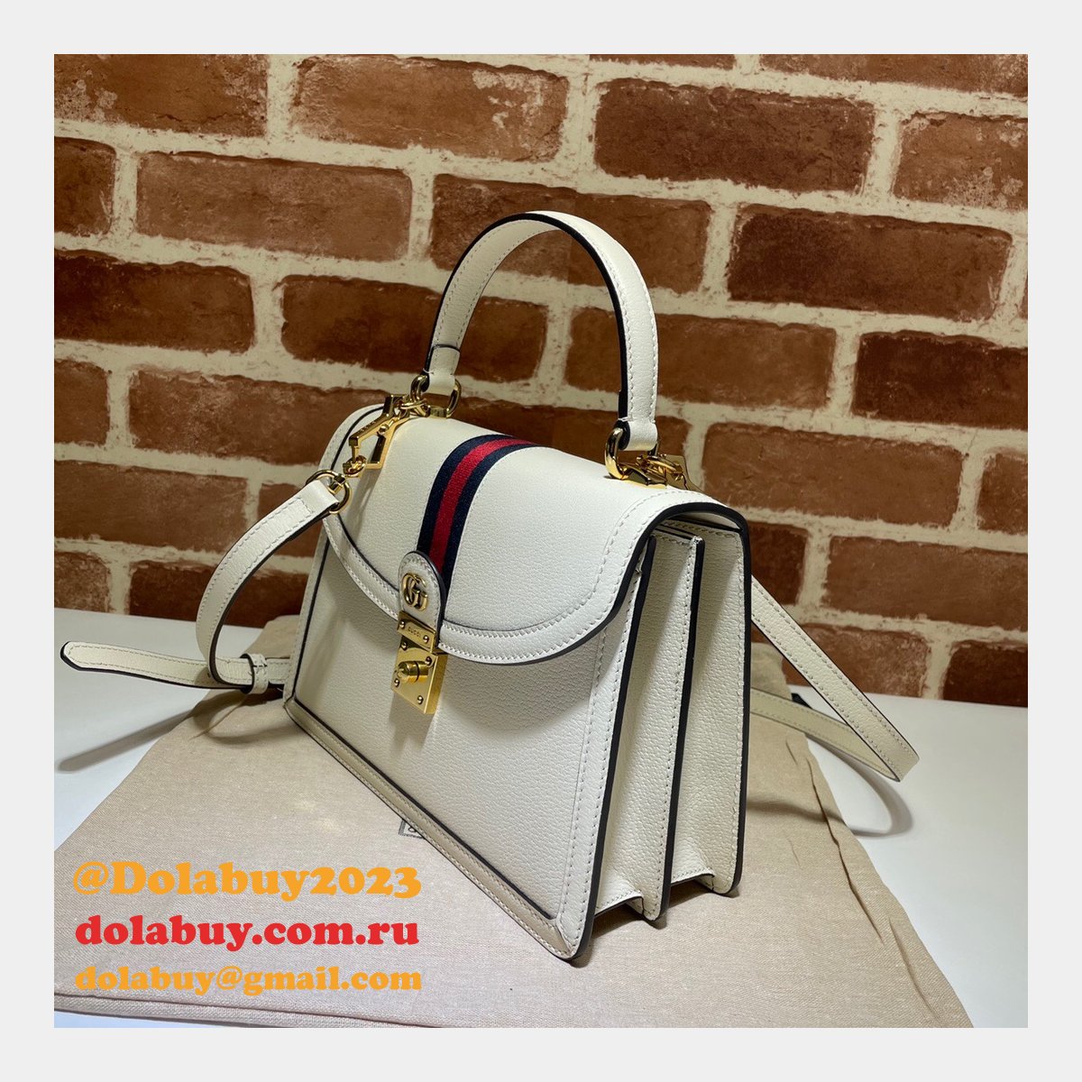 Gucci Black/Cream Ophidia small top handle Replica bag