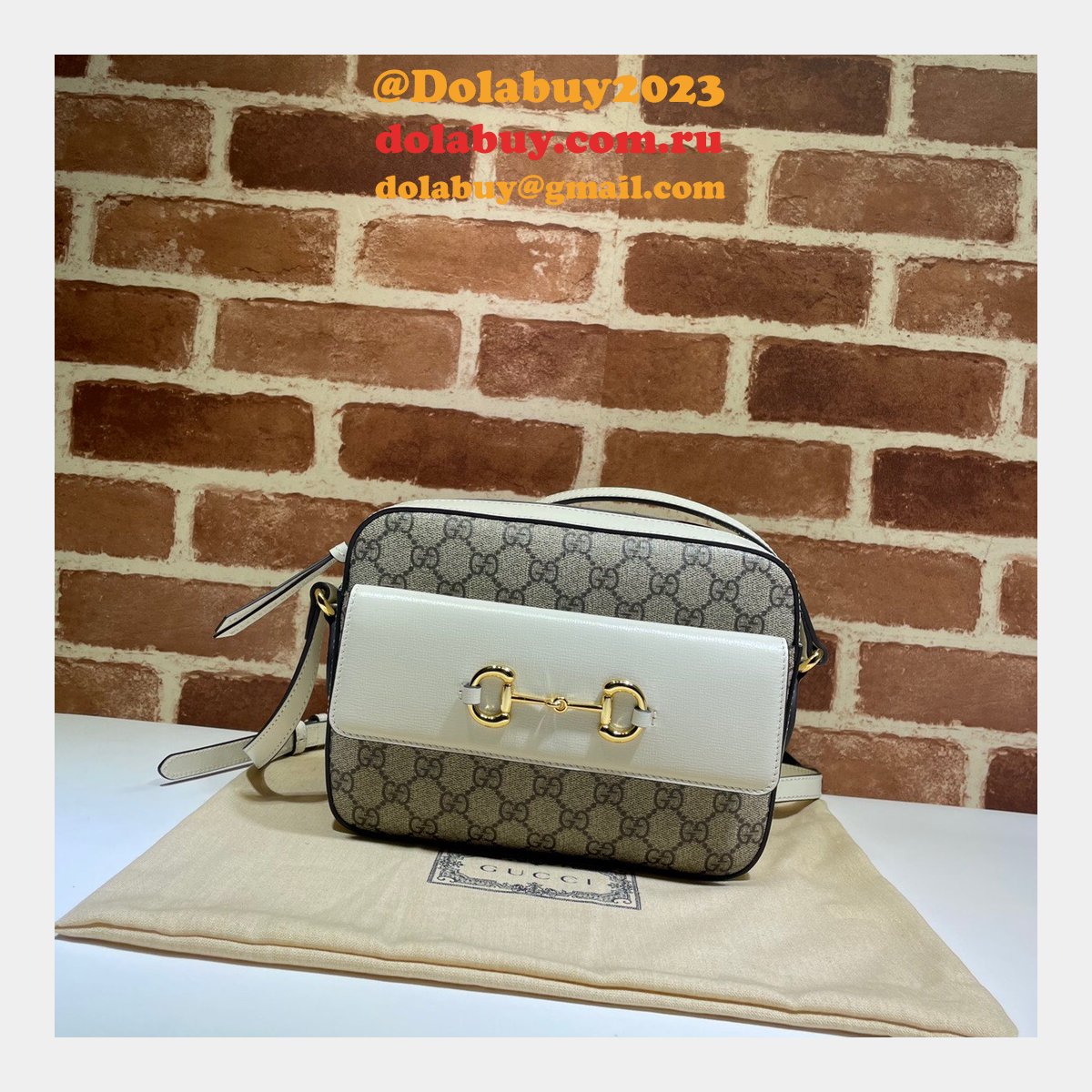 Gucci Replica Horsebit 1955 Small Brown or White Leather Shoulder 645454 Bag