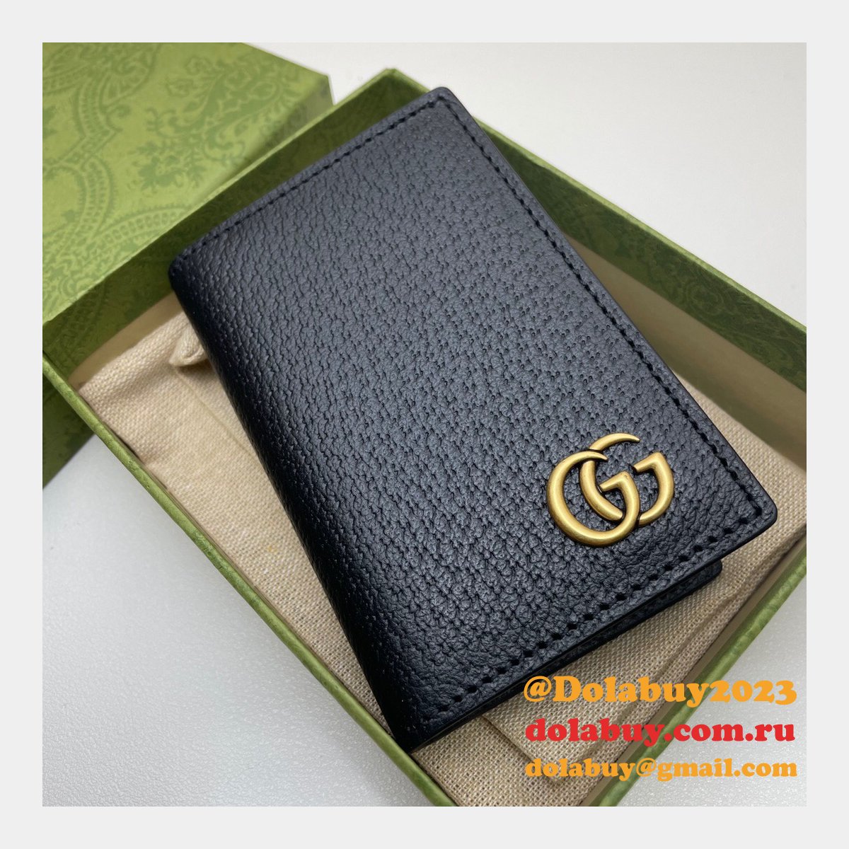 High Quality Gucci Replica 547075 GG Marmont card case in black leather