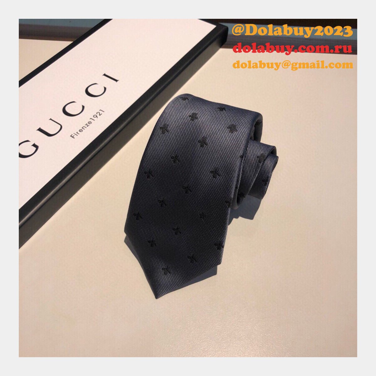 Gucci Huffero Designer Twill Silk Tie for Men Necktie