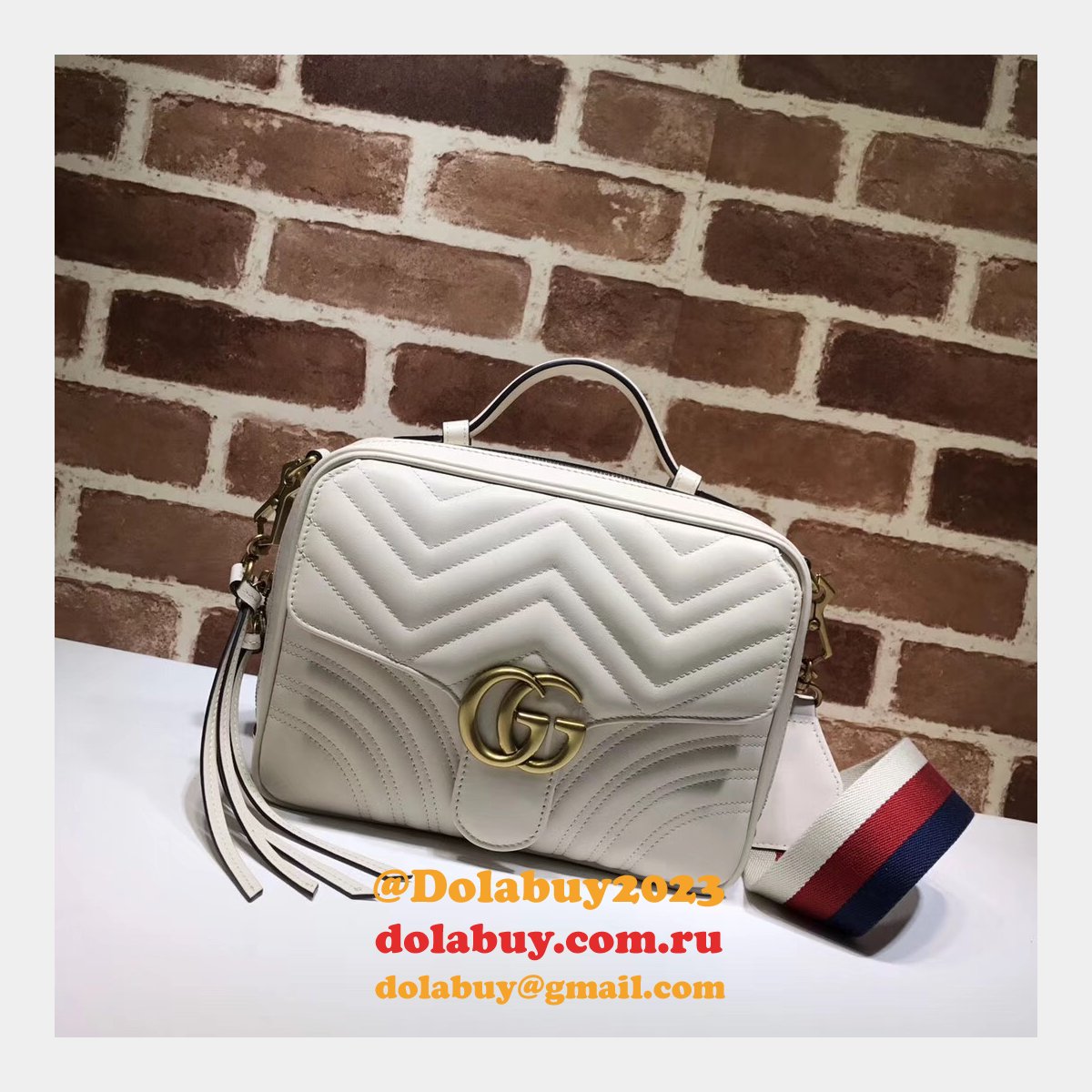 Top Quality Gucci Replica 498100 Leather GG Marmont Small Shoulder Bag