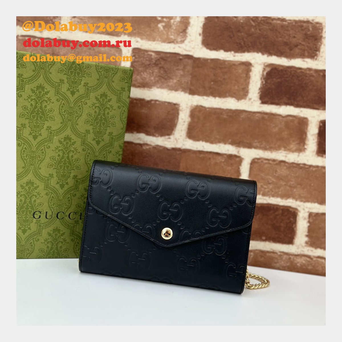 Gucci Copy GG Leather Chain Wallet 1:1 Mirror 781555 Bag
