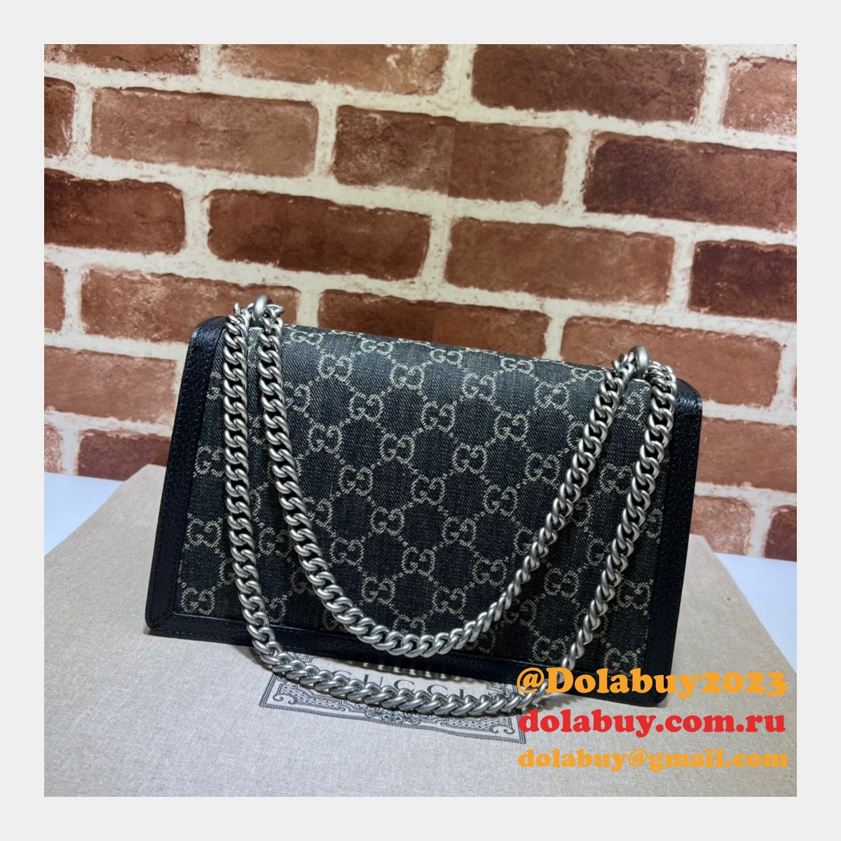 The highest quality Gucci Dionysus GG Supreme Shoulder Bag 400249 Black