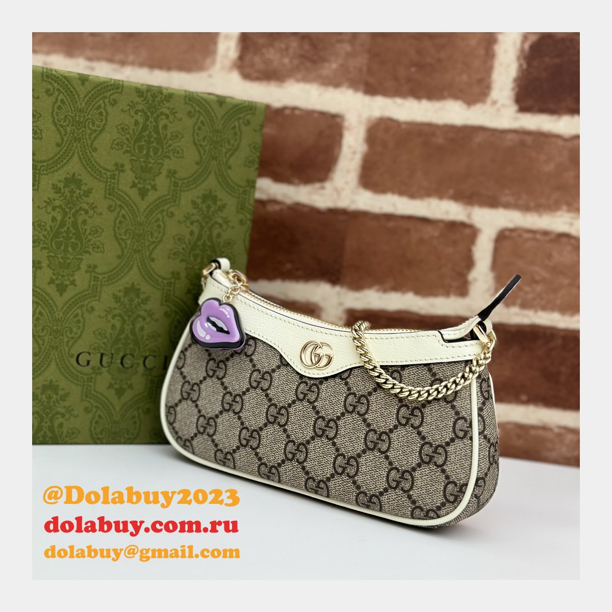Inspired Gucci 784732 GG Super Mini Shoulder Charm Bag
