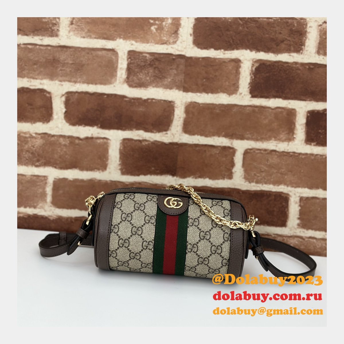 Gucci Designer Ebony Supreme 795208 Ophidia Mini Shoulder Fake Bag
